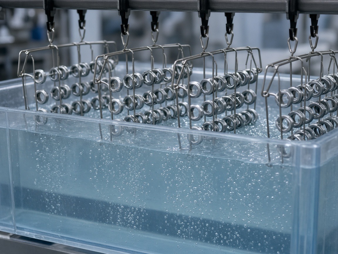 Titanium racks in an anodizing tank